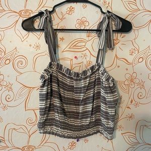 Grey and white striped crop top